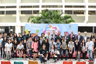 A Group photo of officiating guests with the students ambassadors.