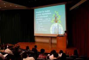 Ms. Christine Loh Kung-wai, Under Secretary for the Environment of HKSAR Environment Bureau gives a keynote speech on Hong Kong Geography Day 2014.