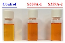 Figure 1	Carotenoid extracts from S359A tomato fruits (right) show a deeper color and contain more carotenoids (provitamin A and lycopene) than the control (left). S359A-1 and S359A-2 represent two independent S359A tomato lines that give consistent results. 
