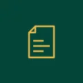 Yellow line-art document icon with a folded corner and horizontal text lines on a dark green background.
