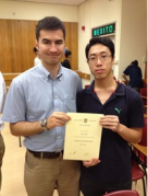 Mr. Tse Tze-kei (right) and Dr. Michael Pittman (left) at Mr. Tse’s HKU Faculty of Science Summer Research Fellowship completion ceremony (Image courtesy of Mr. Tse Tze-kei).