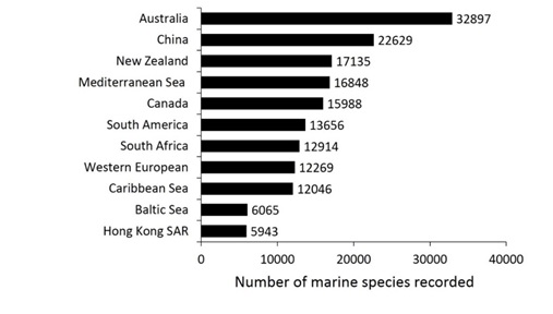 Figure 1 Number of Marine species recorded