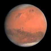 An image of Mars from the Hubble Space Telescope.