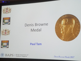Professor Paul Tam honoured the prestigious Denis Browne Gold Medal 