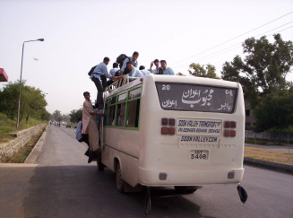 A bus in Pakistan capital Islamabad showing all male passengers (Photo credit: Dr Muhammad Adeel) 