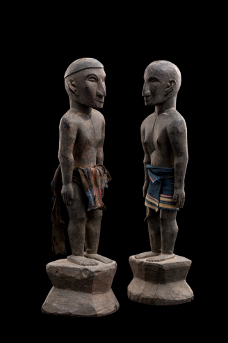 Pair of Standing Bululs, Ifugao tribe, Kababuyan village, Northern Luzon, Philippines