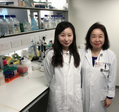 張慧婷博士（左）及張雅賢教授（右）發現了一種新的基因標記，指示卵巢癌的標靶治療方向，有助日後進一步創立卵巢癌的新療法。