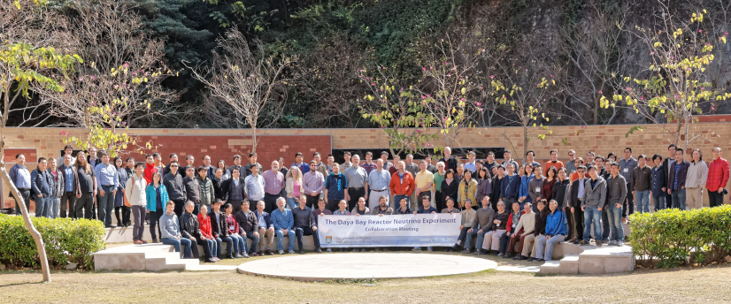 A group photo of the research team taken during the Daya Bay experiment's collaboration meeting which took place at HKU in 2015. Professor Luk (7th person from right on front row)