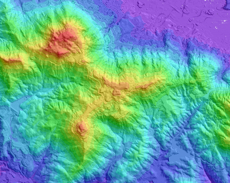 Below is a DTM (Digital Terrain Model) of Hong Kong Island created using the newly acquired lidar data. The DTM shows the elevation of the ground surface, with all of the buildings and trees removed to reveal the underlying shape of the land. These data show the surface elevation with a vertical accuracy of ~10 cm and a pixel size of 50 cm.