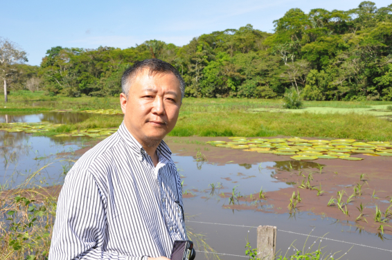 Professor Peng Gong during a field trip in the Amazon Rain Forest in Brazil