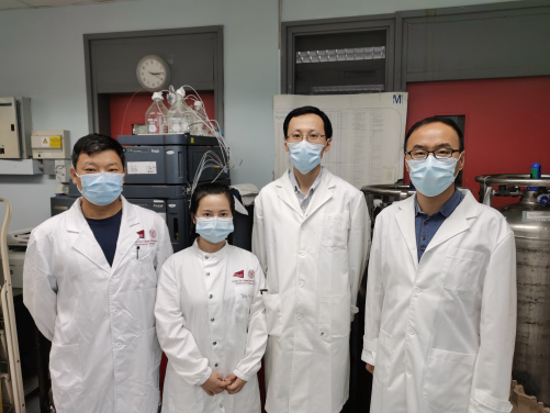 From the left: Professor Sheng CHEN(City U), Ms Xuemei YANG(CityU), Dr. Han LIU(HKU) and Professor Xuechen LI(HKU).
 