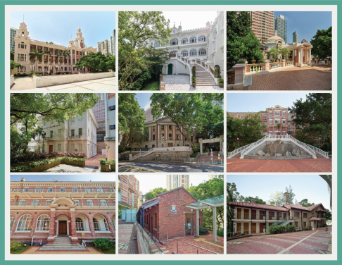 HKU Heritage buildings
Main Building, the University Hall, Hung Hing Ying Building
Tang Chi Ngong Building, Fung Ping Shan Building, Eliot Hall
May Hall, HKU Visitor Centre, Run Run Shaw Heritage House